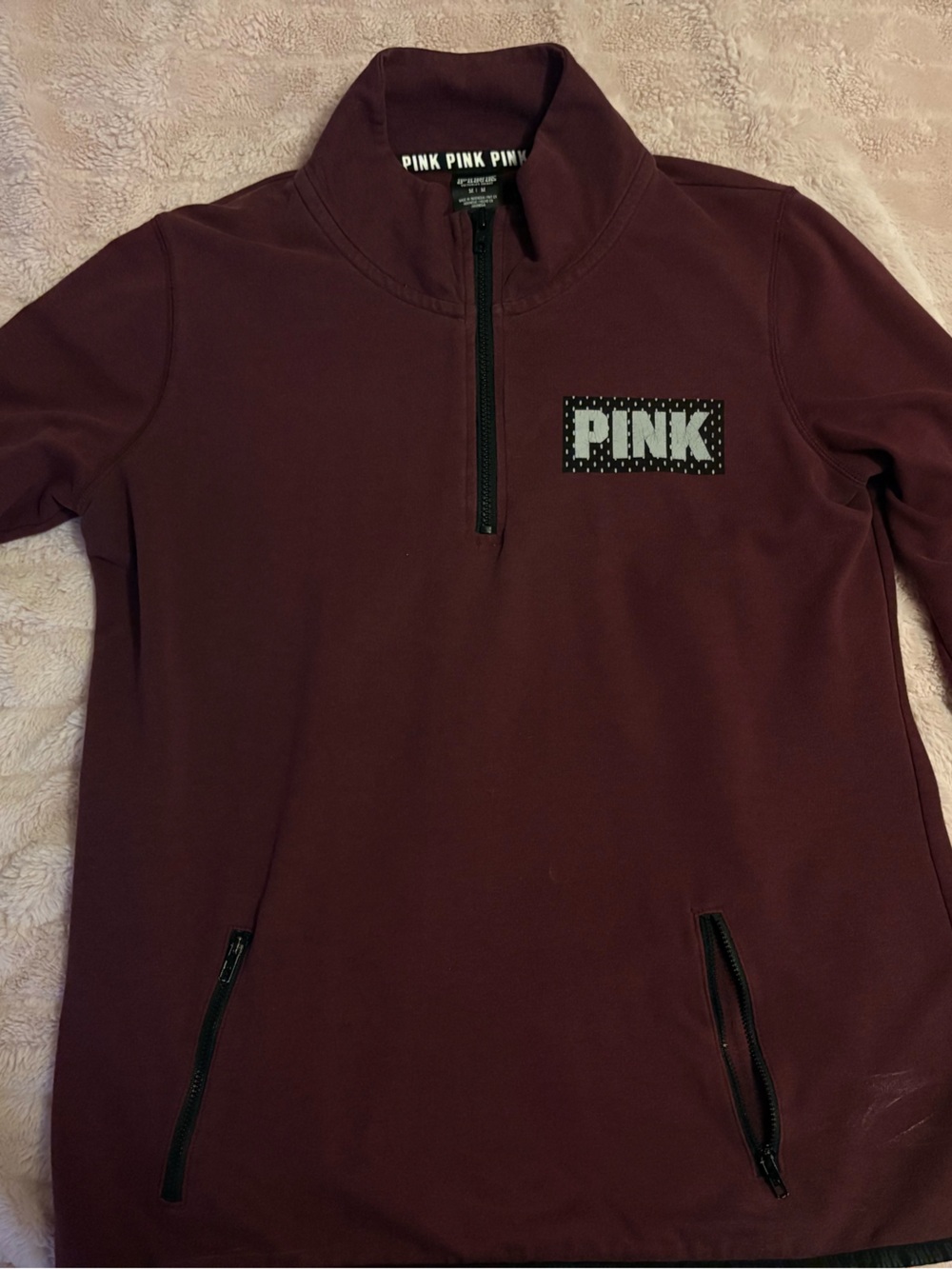 PINK Victoria's Secret Burgundy Quarter-Zip Sweater